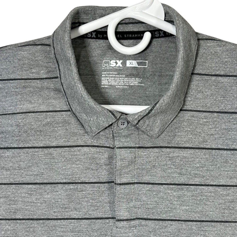 MSX by Michael Strahan Men's‎ Gray Stripe Polo Size XL Short Sleeve Performance
